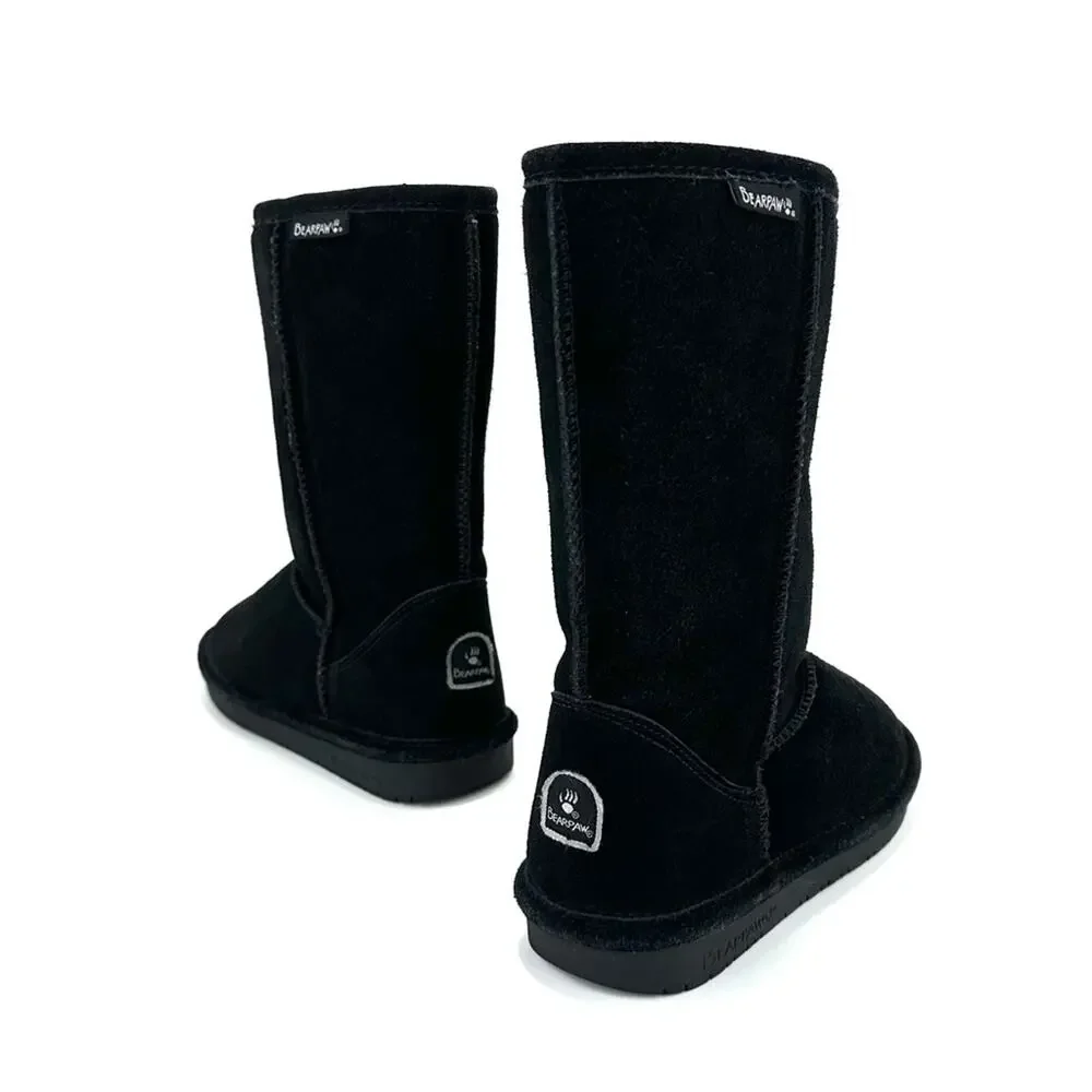 Bearpaw Emma Girls Black Winter Boot Size 4 Suede Waterproof Wool Lining Comfort